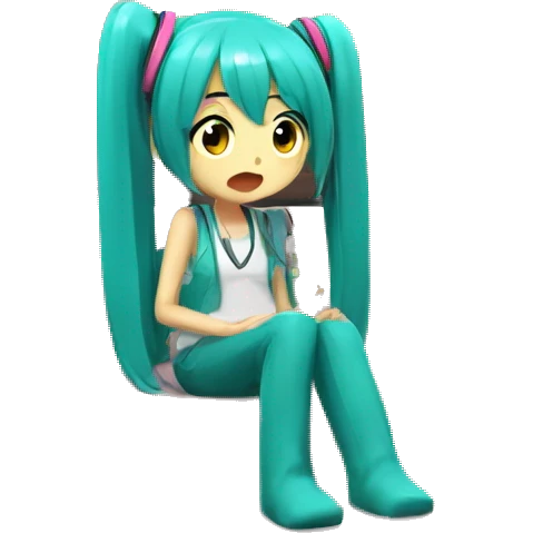 Hatsune Miku watching TV emoji