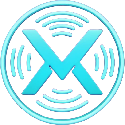 futuristic minimalistic emoji icon, letters "N" formed by three glowing digital lines representing Storm, Atom and NoizeGames, neon purple (#8B5CF6) and cyan (#00E0FF) on dark background, modern tech style, 1:1 aspect ratio emoji