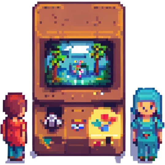 a family in a pixel art style, retro video game look emoji