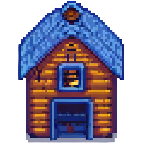 a barn, pixel art style emoji