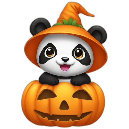 panda dressed as a pumpkin costume emoji