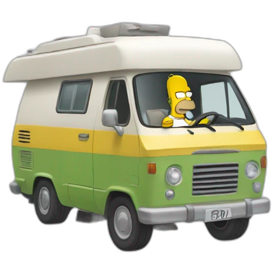 Homer simpson driving camper van emoji