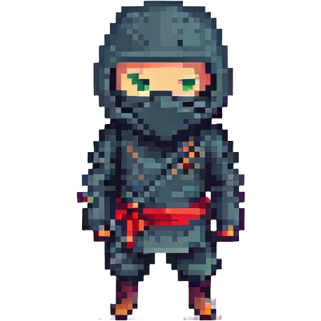 masked ninja, pixel art style emoji