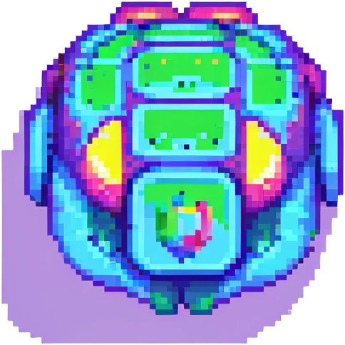 Discord logo with a pixelated, blocky Geometry Dash aesthetic, bright neon colors, energetic digital vibe emoji