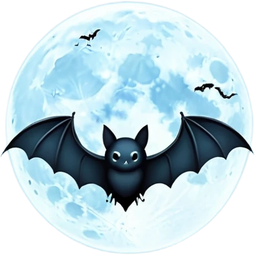 Eerie foggy full moon with bat silhouette  emoji