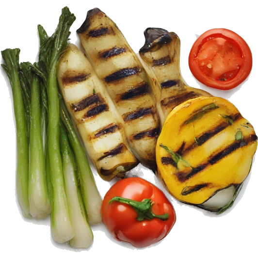 Grilled vegetables served on a white plate  emoji