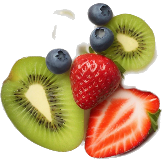fruit yogurt bowl with strawberries kiwi fruit and blueberries  emoji