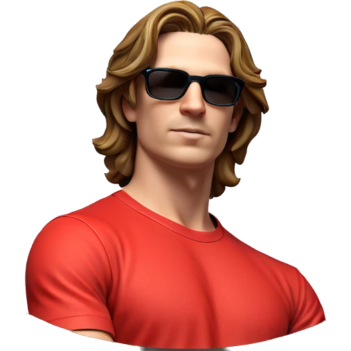 cool guy in red shirt emoji