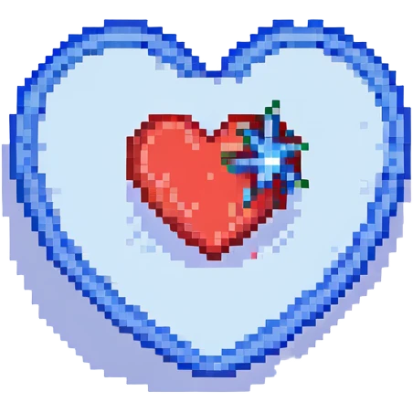 A red heart with a blue star inside emoji
