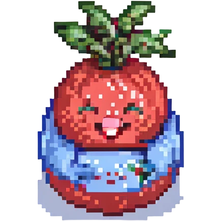 laughing radish, red and blue, simple and clean emoji