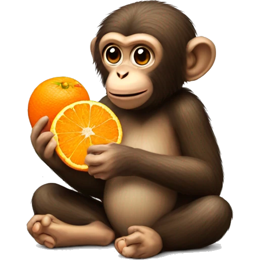 monkey eats tangerine emoji