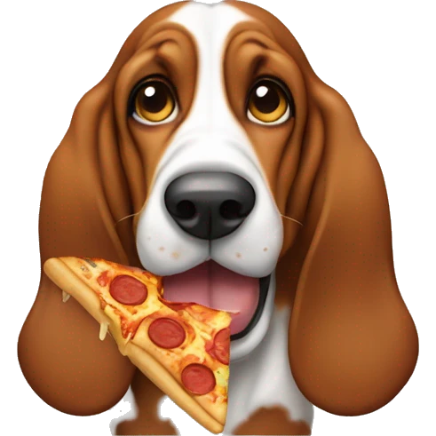 basset hound eating pizza emoji