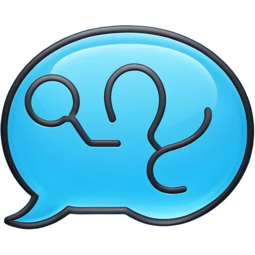 Minimalistic flat vector icon, iOS style, thin black contour on white background. Chat bubble with small AI brain symbol inside. Clean, no text, no shadows emoji
