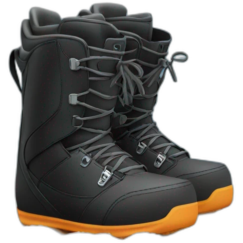 A pair of black snowboard boots in snow emoji