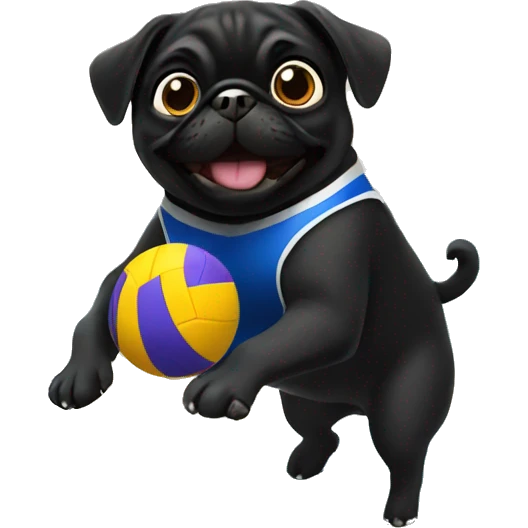 Black pug playing volleyball emoji