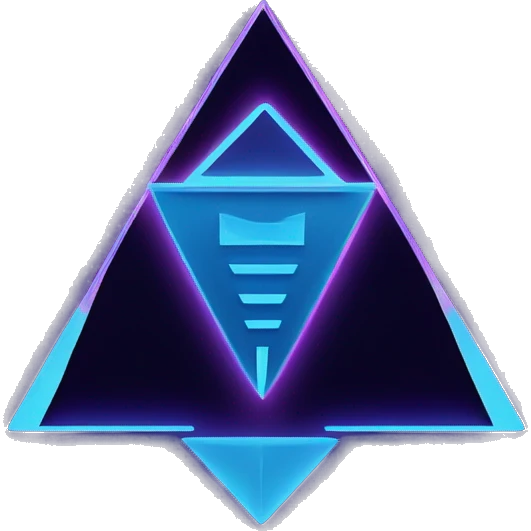 Image features a digital, futuristic style with a dark background and a glowing, neon blue logo and text. The logo is triangular with a stylized 'T' and 'D' merged together, forming a sharp, geometric shape. emoji