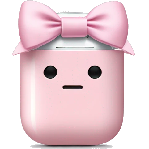 airpods max with a light pink bow  emoji