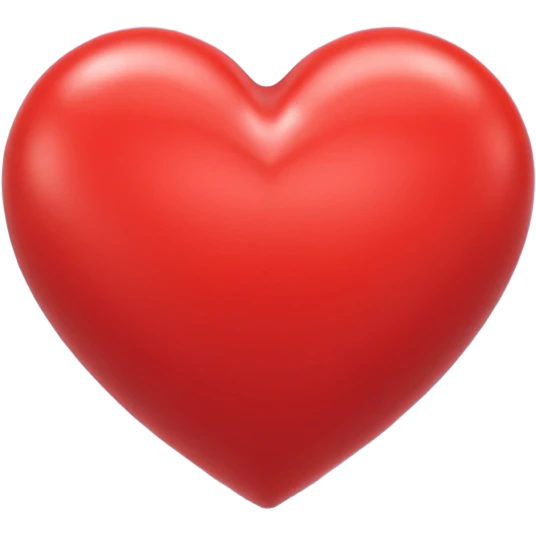 Un icono 3D de un corazón rojo brillante, estilo minimalista y moderno, textura suave y plástica (estilo claymorphism), iluminación de estudio con reflejos suaves, renderizado hiperrealista en alta resolución (8k), sobre un fondo de color sólido y contrastante emoji