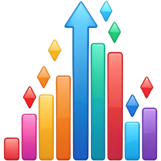 upward graph bursting play button emoji