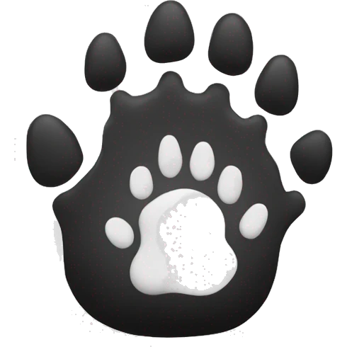Polydactyl cat foot . Black and white  emoji