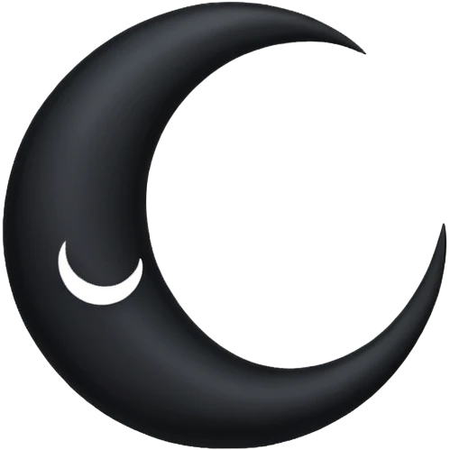 dark crescent moon emoji style with no face no eyes no mouth solid dark colour no glow or other items  emoji