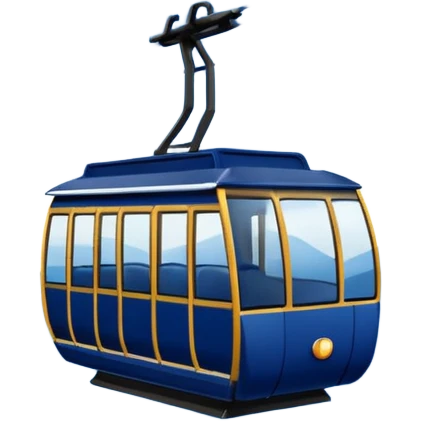 create a cablecar emoji in winter. make it navy dark blue. no yellow. and add the words in white: Lenk  emoji