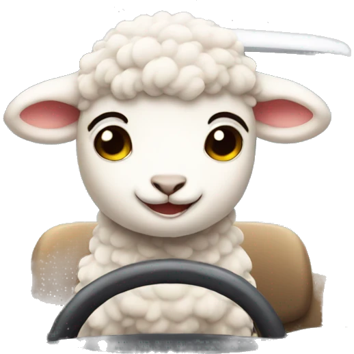 cute lamb driving a car  emoji
