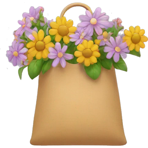 Bag with flowers  emoji