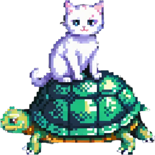 cat sitting on a turtle emoji