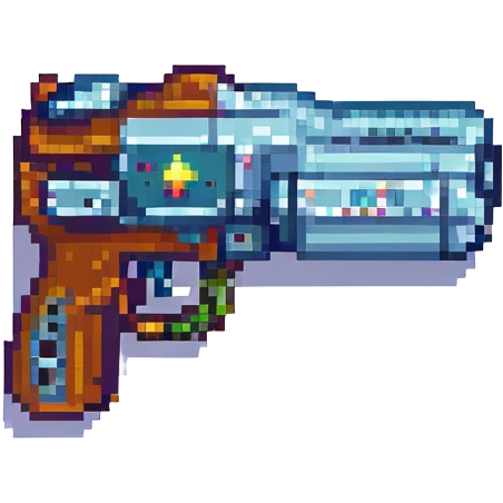 Plasma pistol from Halo game, pixel art style emoji