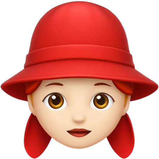 red hunting hat, cartoonish, bright red, cute emoji