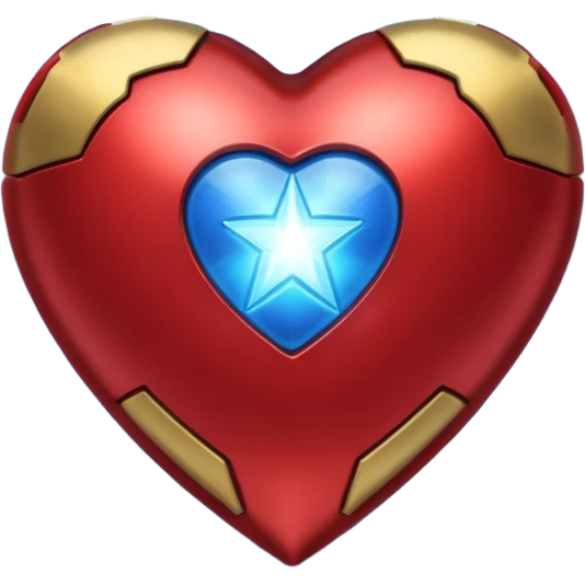 A red Iron Man heart with a glowing blue star in the center emoji