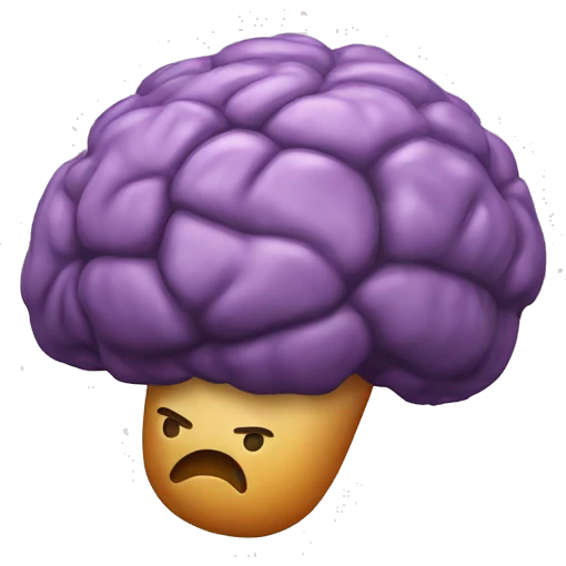 fried brain with long, eggplant like object in it. the eggplant should be a light peach color emoji
