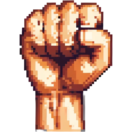 arm with clenched fist raised, emphasizing biceps, minimal shading, pixel art style emoji