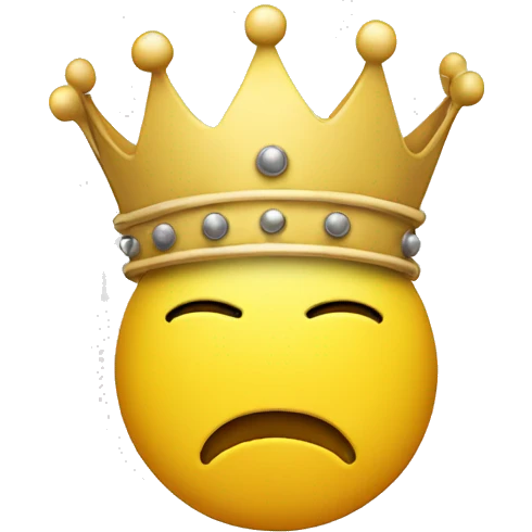 yellow emoji "hug" with crown on head emoji