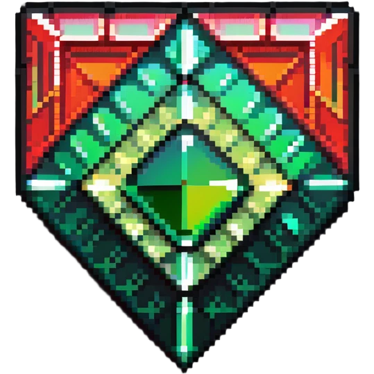 Diamond-shaped member badge with facets showing green to red gradient reflections emoji