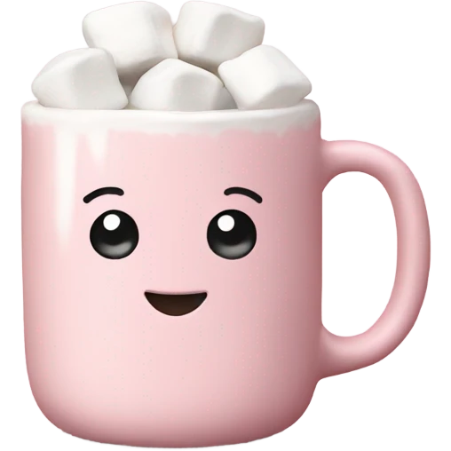 Light Pink mug of hot chocolate with marshmallows  emoji