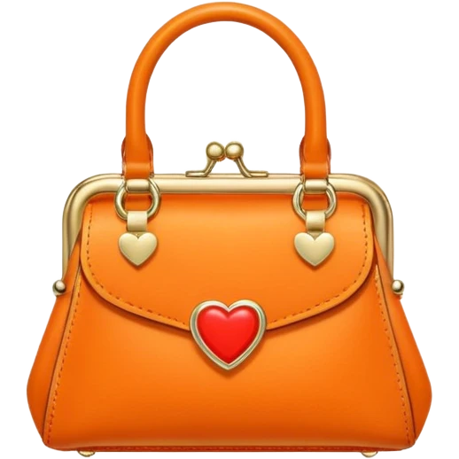 Orange purse with heart charm emoji