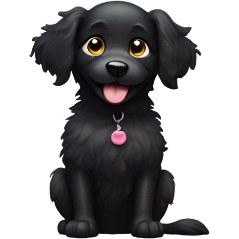 cute black dog waving its paw emoji