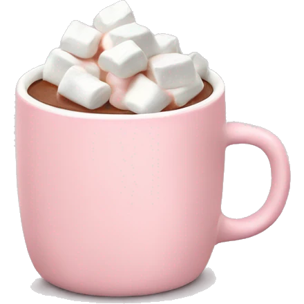Light Pink mug of hot chocolate with marshmallows  emoji
