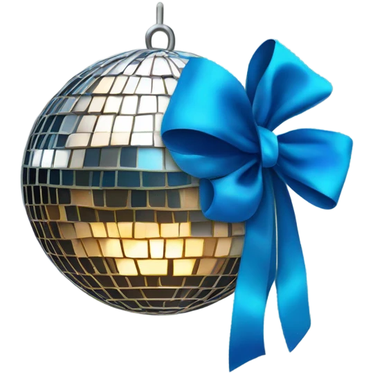 Disco ball with blue bow  emoji