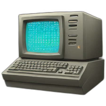 An ancient computer with glitches on monitor emoji
