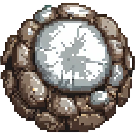 a round rough stone, pixel art style, simple shading emoji