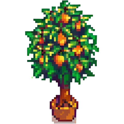 orange tree pixel art style with a single large orange emoji