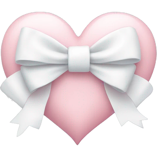 Pastel pink heart with white bow emoji