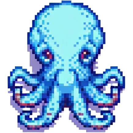 octopus, pixel art style emoji