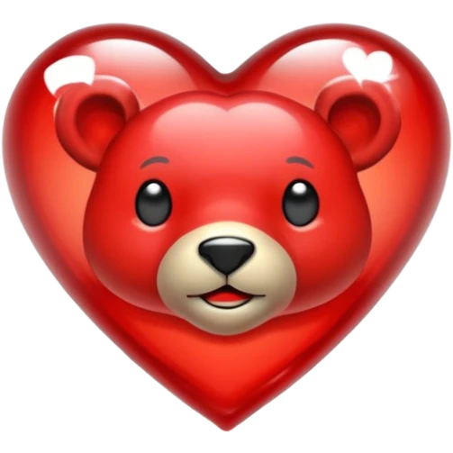 Oso de cristal con un corazón rojo emoji