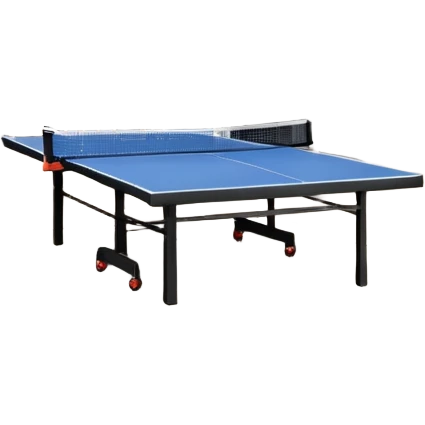 An open house garage that has a ping pong table. The view is from the street and the garage to a house is shown and it’s open emoji