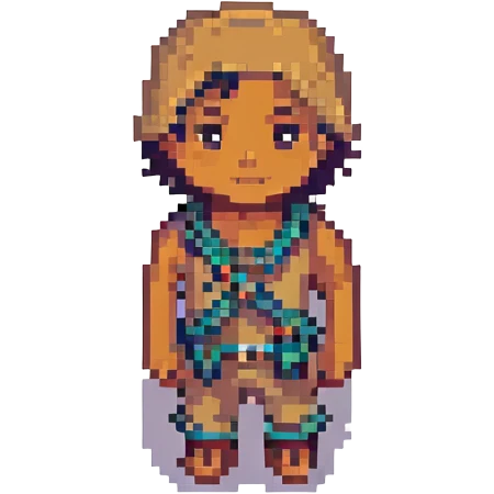 Make the boy's skin tone tan, keep everything else the same, pixel art style, with no background. emoji