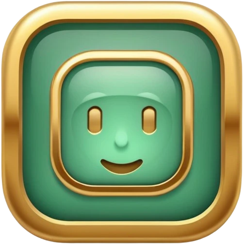 Blank Jade and gold style rounded square icon button emoji